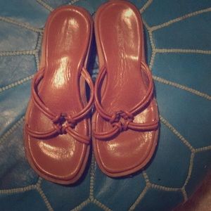 Leather Jcrew slip on sandals sz 8